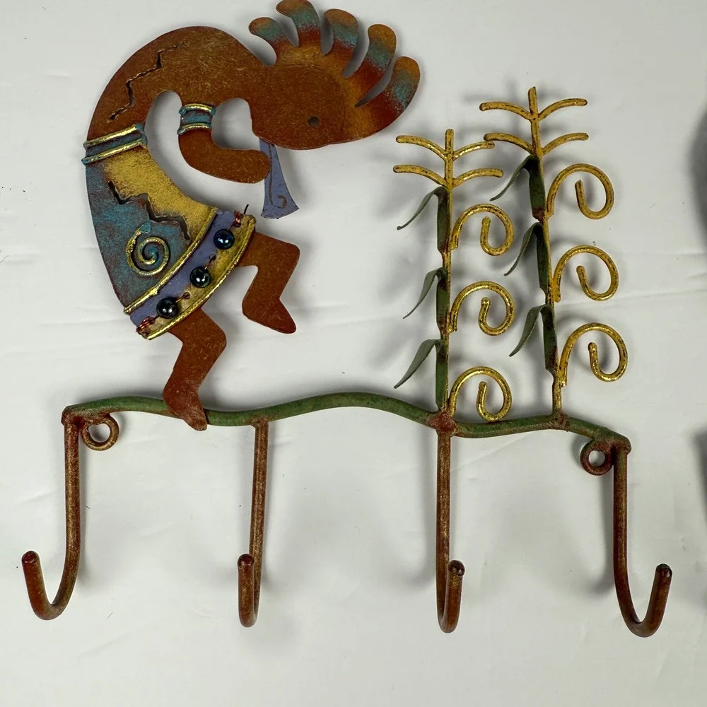 Kokopelli Wall Hooks metal Southwest 2pc Set
